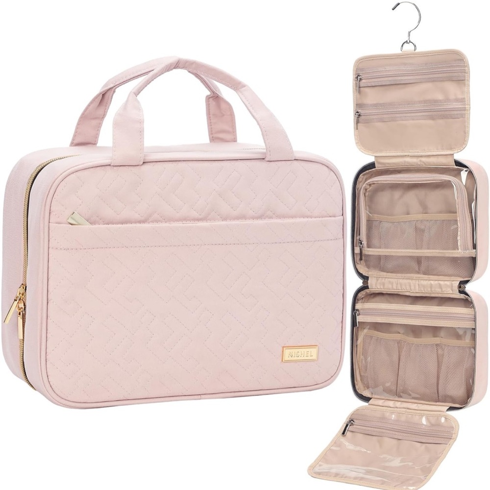 Bushel Pink Quilted Women's Toiletry Hanging Bag